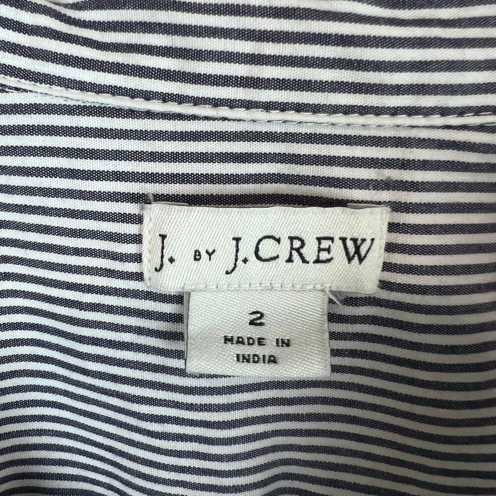 J.Crew Blue White Stripe Shirt Dress Button Front Long Sleeve Size 2 - Picture 5 of 6